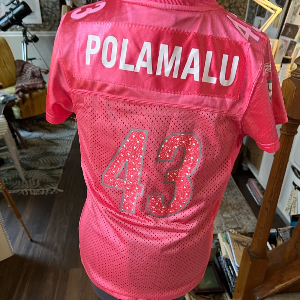 Women’s steeler Troy Polamalu Reebok Pink Jersey size S NWOT - Picture 2 of 6